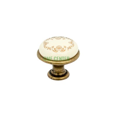 Ручка кнопка GIFF GP193 античная бронза/фарфор