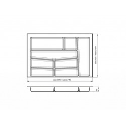 Лоток для столовых приборов 32/76 Volpato 740х490 графит