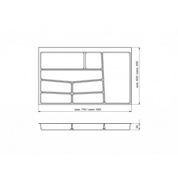 Лоток для столовых приборов 32/76 Volpato 840х490 графит