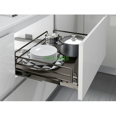 Корзина фасад 450 выдвижная с доводчиком Inoxa Ellite 5202ЕY титан (с креплением фасада)