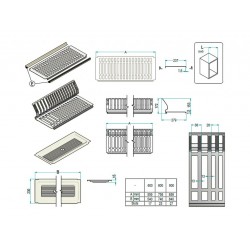 Посудосушитель фасад 800 с алюминиевой рамкой Inoxa Ikona/Helios 730 ардезия (2 полки, поддон пластик)