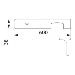 Стыковка столешницы угловая U-закругленная GIFF 38х600 R3 алюминий