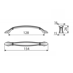 Ручка скоба Gamet UR51-0128-G0035 античная бронза