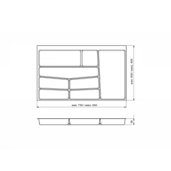 Лоток для столовых приборов 32/76 Volpato 840х490 графит