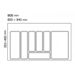 Лоток для столовых приборов Volpato 840х490 серый